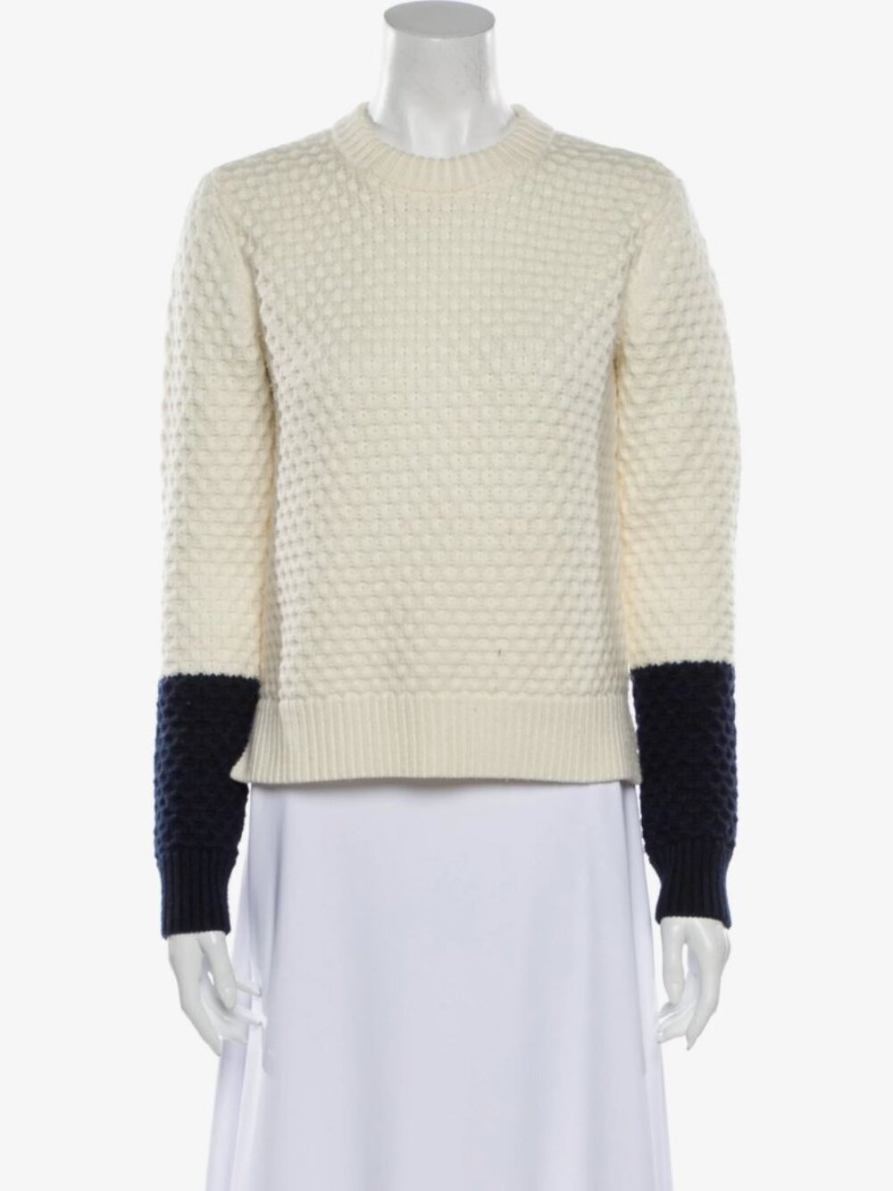 Tory Burch Colorblock Honeycomb Crew Neck Sweater SM